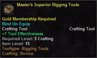 In-game tooltip for Master's Superior Rigging Tools