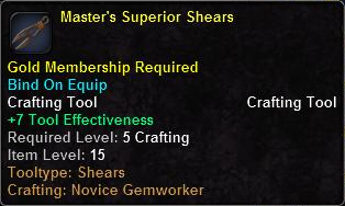 In-game tooltip for Master's Superior Shears