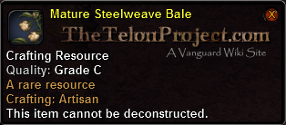In-game tooltip for Mature Steelweave Bale