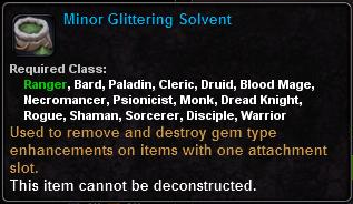 In-game tooltip for Minor Glittering Solvent