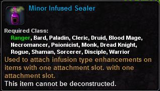 In-game tooltip for Minor Infused Sealer