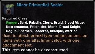In-game tooltip for Minor Primordial Sealer