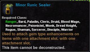 In-game tooltip for Minor Runic Sealer