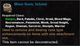 In-game tooltip for Minor Runic Solvent