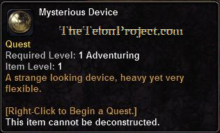 In-game tooltip for Mysterious Device