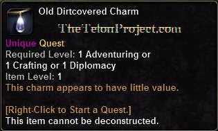 In-game tooltip for Old Dirtcovered Charm