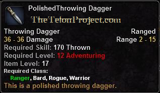In-game tooltip for Polished Throwing Dagger
