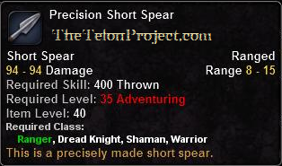 In-game tooltip for Precision Short Spear