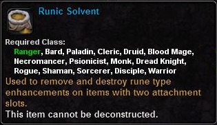 In-game tooltip for Runic Solvent