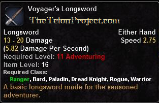 In-game tooltip for Voyager's Longsword