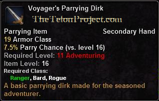 In-game tooltip for Voyager's Parrying Dirk