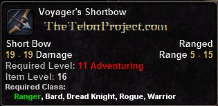 In-game tooltip for Voyager's Shortbow