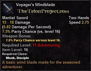 In-game tooltip for Voyager's Windblade