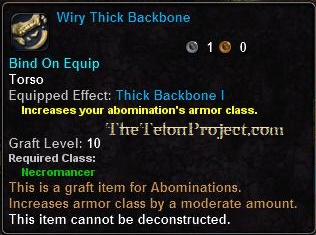 In-game tooltip for Wiry Thick Backbone