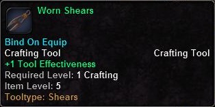 In-game tooltip for Worn Shears