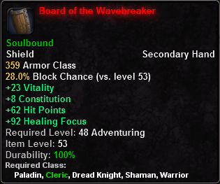 In-game tooltip for Board of the Wavebreaker