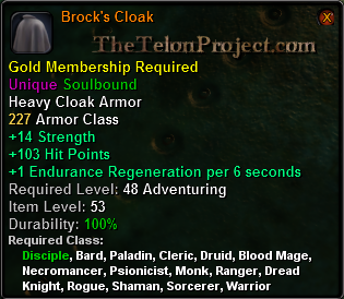 In-game tooltip for Brock's Cloak