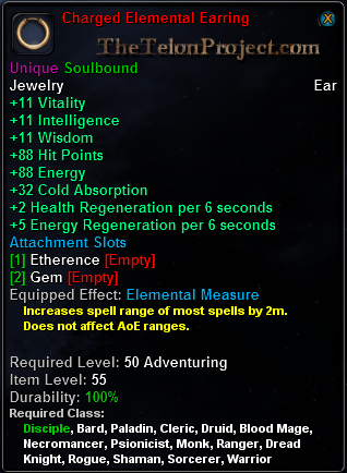In-game tooltip for Charged Elemental Earring