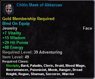In-game tooltip for Chitin Mask of Akkaruas