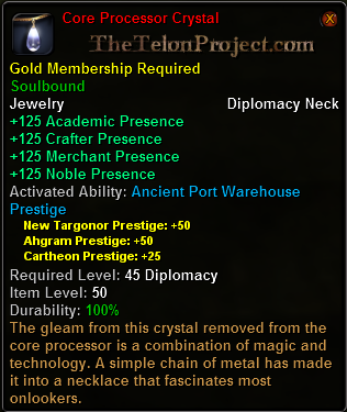 In-game tooltip for Core Processor Crystal