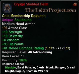 In-game tooltip for Crystal Studded Helm