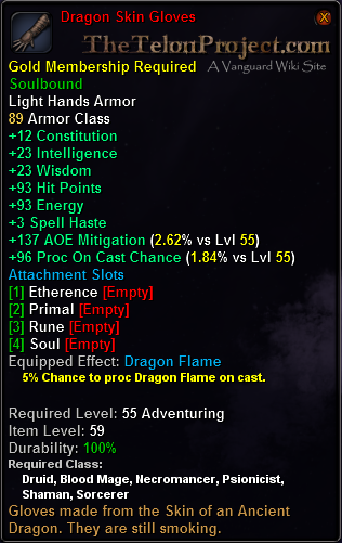 In-game tooltip for Dragon Skin Gloves