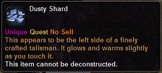 In-game tooltip for Dusty Shard