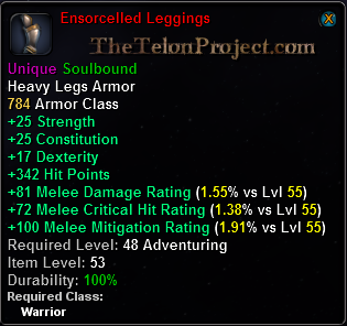 In-game tooltip for Ensorcelled Leggings