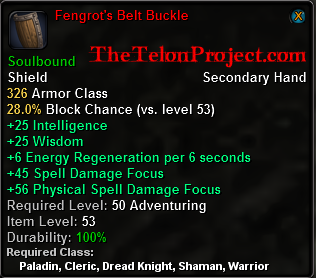 In-game tooltip for Fengrots Belt Buckle