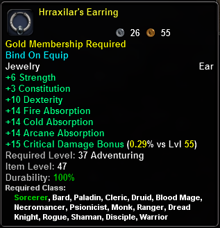In-game tooltip for Hrraxilars Earring