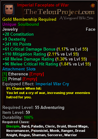 In-game tooltip for Imperial Faceplate of War