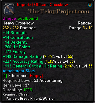 In-game tooltip for Imperial Officers Crossbow