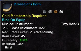 In-game tooltip for Krraaajar's Horn