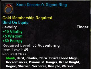 In-game tooltip for Xenn Deserter's Signet Ring