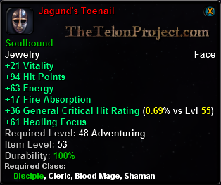 In-game tooltip for Jagund's Toenail