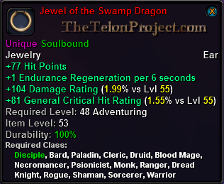 In-game tooltip for Jewel of the Swamp Dragon