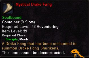 In-game tooltip for Mystical Drake Fang