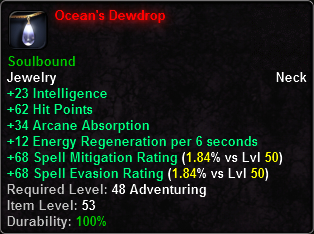 In-game tooltip for Ocean's Dewdrop