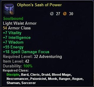 In-game tooltip for Olphon's Sash of Power
