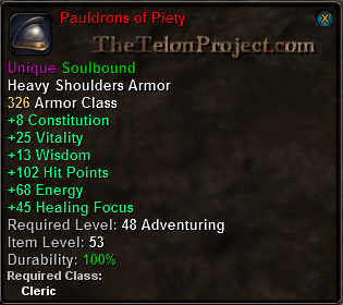 In-game tooltip for Pauldrons of Piety