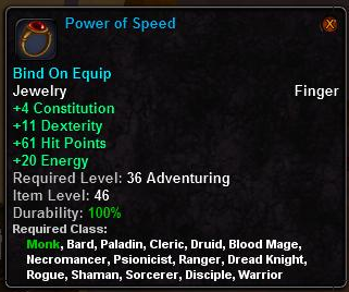 In-game tooltip for Power of Speed