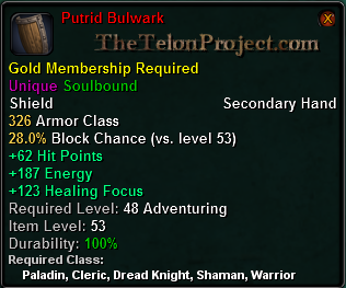 In-game tooltip for Putrid Bulwark