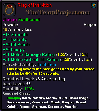 In-game tooltip for Ring of Inhibition