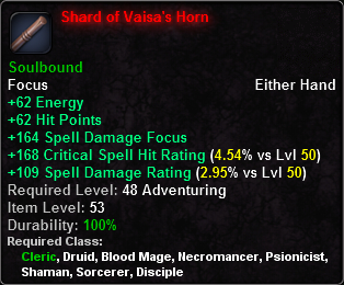 In-game tooltip for Shard of Vaisa's Horn