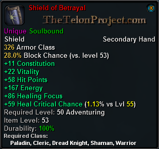 In-game tooltip for Shield of Betrayal