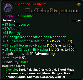 In-game tooltip for Signet of Torsheim