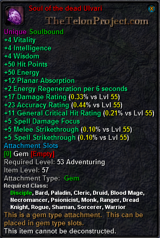 In-game tooltip for Soul of the dead Ulvari