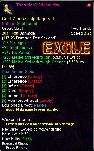 In-game tooltip for Tharridon's Mighty Maul