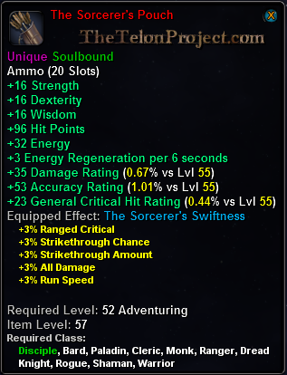 In-game tooltip for The Sorcerer's Pouch