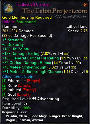 In-game tooltip for Turtleshell Crusher